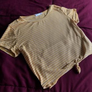 White And Yellow Extra Small Crop Top